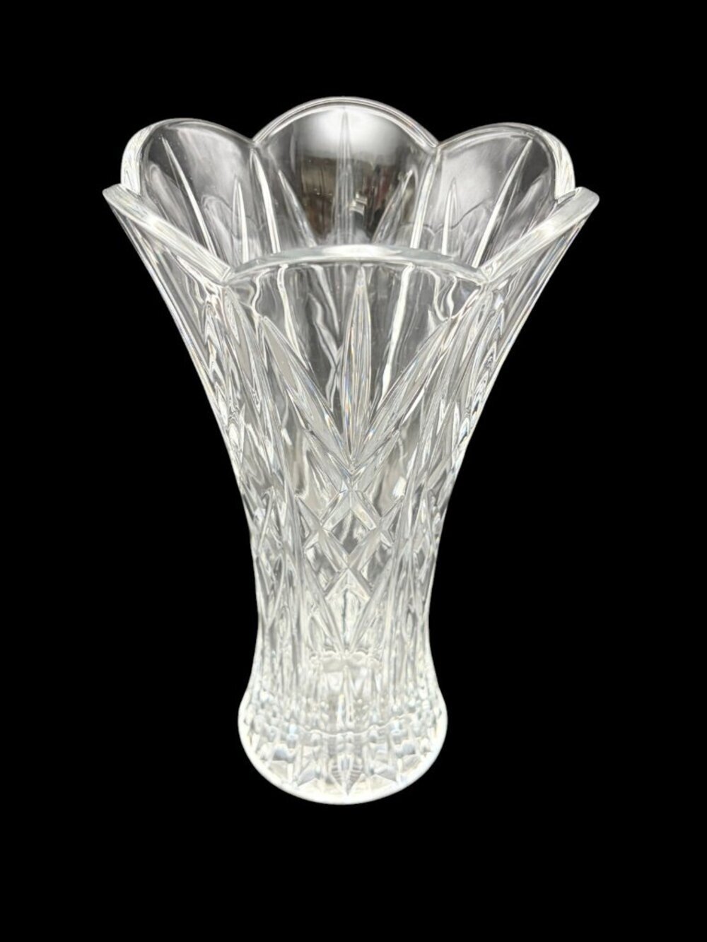 Vtg St George Lead Crystal Vase Crystal DePlomb Style Flared Scalloped Rim 8.5" - Picture 5 of 10